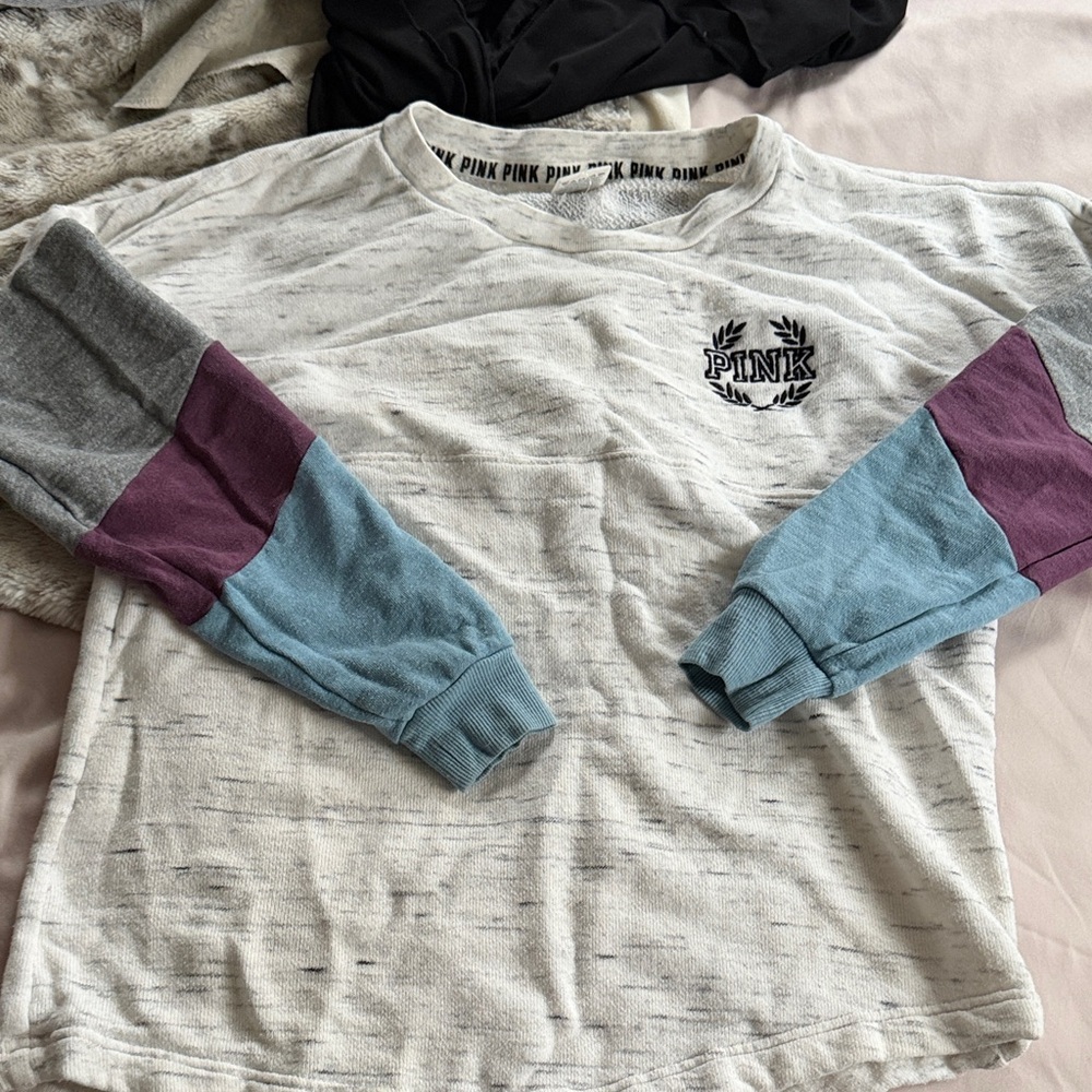 PINK Victoria's Secret Colorblock Long Sleeve Sweat Shirt